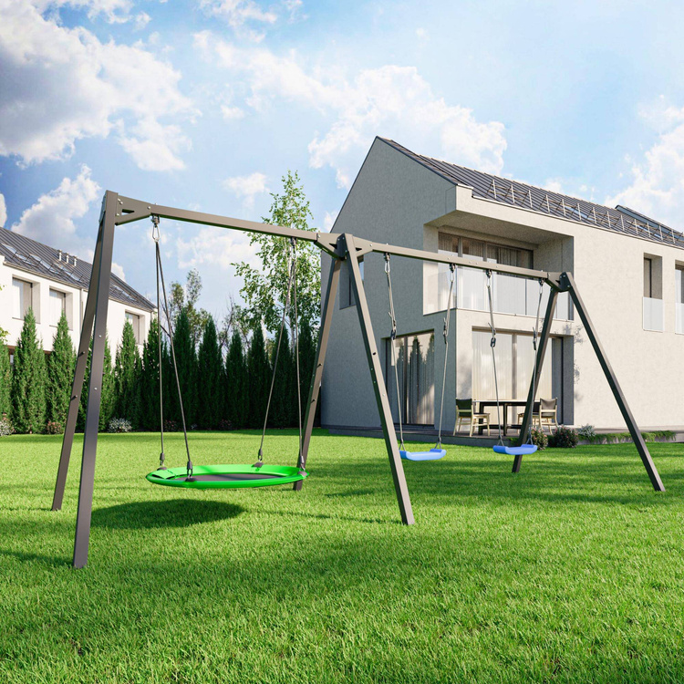 Huśtawka 3-stanowiskowa na łożyskach (stelaż) PREMIUM MO-014 - Marbo Sport