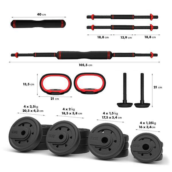 Zestaw ciężarów 30 kg - SGX130 (2 części) PRO SET 6w1 - HMS