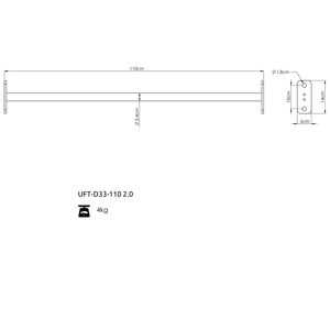 Drążek pojedynczy 33mm 110 cm do klatek RIG PRO 80x80 - UpForm