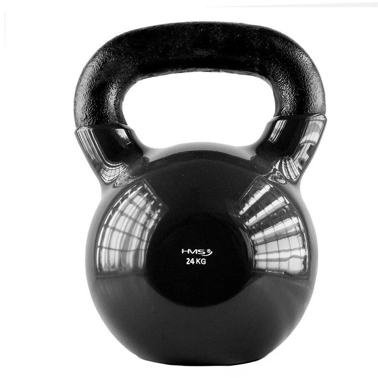Hantla winylowa żeliwna kettlebell czarna 24 kg - HMS