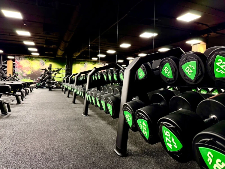 Zestaw hantli stałych poliuretanowych 1-10kg (skok co 1 kg) 110 kg ze stojakiem UR-S005 - UpForm