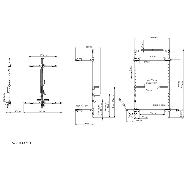 Klatka treningowa składana MS-U114 2.0 - Marbo Sport
