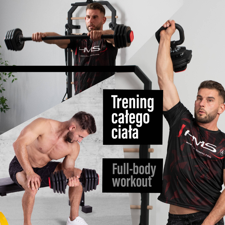 Zestaw regulowanych sztangielek SGR18 PRO 3w1 41 kg - HMS