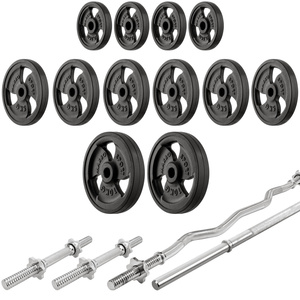 Zestaw MS11_2.0_83KG_G | dwustronnie regulowana ławka treningowa + stojaki regulowane + zestaw gryfów i obciążeń gumowanych 83 kg - Marbo Sport