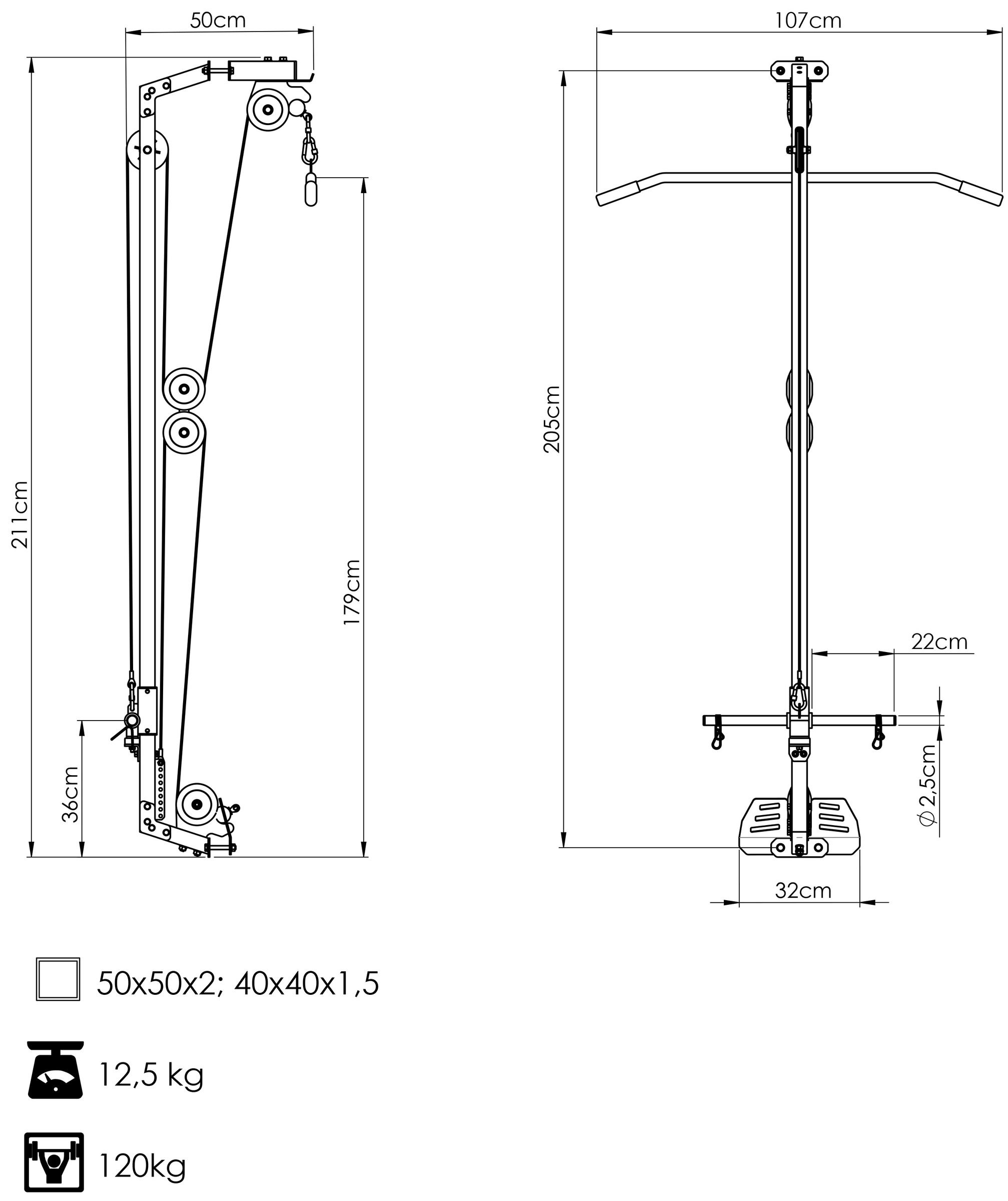 Wyciąg do klatki rack MS-W107 2.0 - Marbo Sport