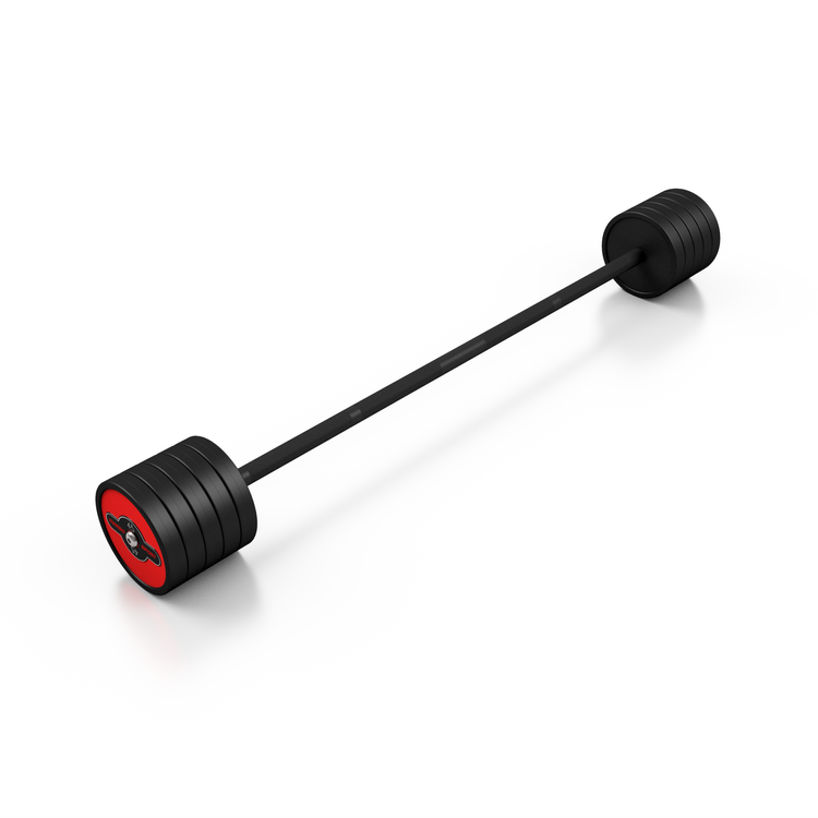 Sztanga gumowana prosta 45 kg czerwony połysk - Marbo Sport