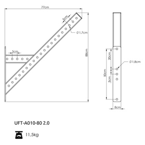 Poprzeczka 45 stopni do klatek RIG PRO 80x80 - UpForm