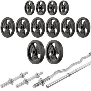 Zestaw MS11_2.0_83KG | dwustronnie regulowana ławka treningowa + stojaki regulowane + zestaw gryfów i obciążeń 83 kg - Marbo Sport