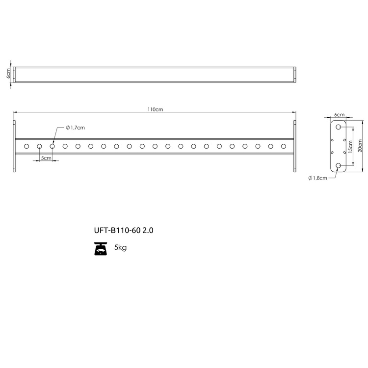 Belka łącząca z otworami 110 cm do klatek RIG COMPACT 60x60 - UpForm