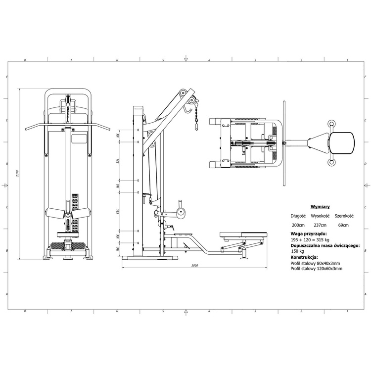 Maszyna 2-w-1 wyciąg górny i dolny MP-U211 - Marbo Sport
