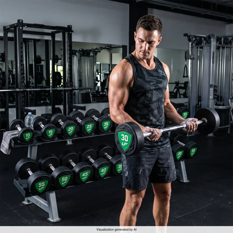 Zestaw sztang prostych poliuretanowych 10-55 kg (skok co 5 kg) 325 kg – UpForm