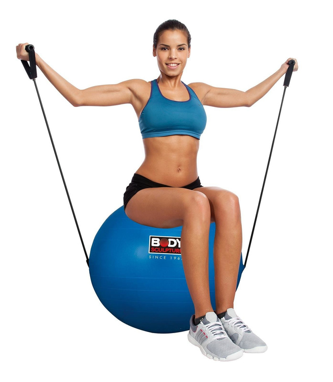Piłka gimnastyczna Antiburst z gumami fitness BB 001TR 65 cm - Body Sculpture
