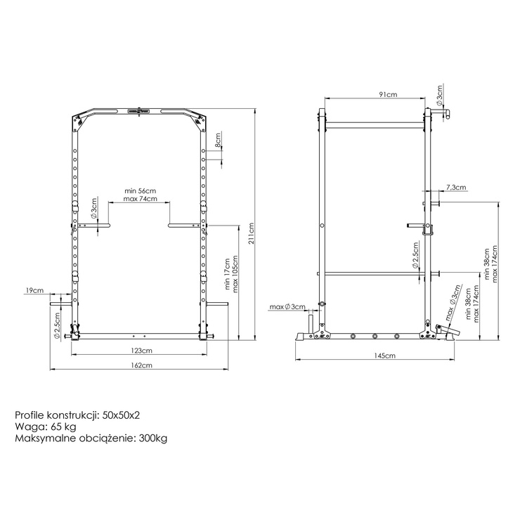 Wielofunkcyjna klatka treningowa Power Rack MS-U112 2.0 - Marbo Sport