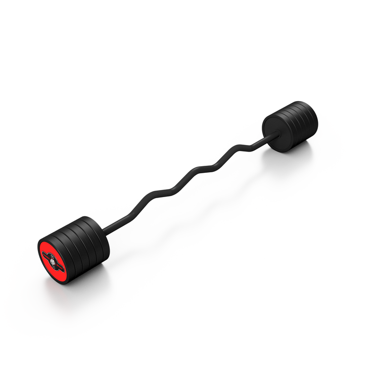 Sztanga gumowana łamana 55 kg czerwony połysk - Marbo Sport