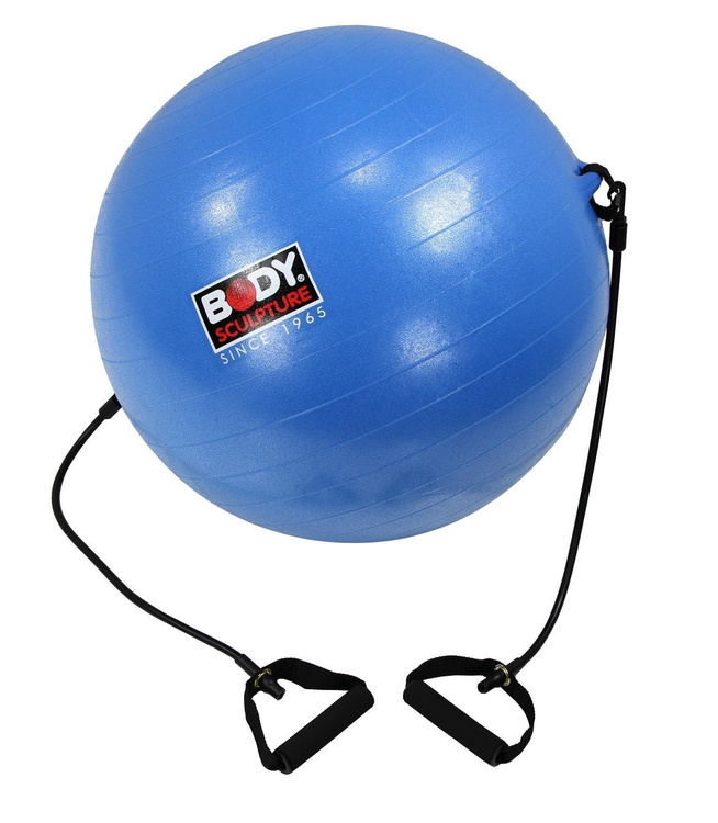 Piłka gimnastyczna Antiburst z gumami fitness BB 001TR 65 cm - Body Sculpture