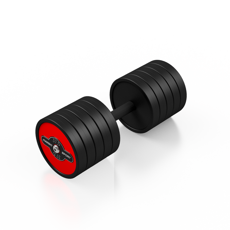 Hantla stalowa gumowana 37,5 kg czerwony połysk - Marbo Sport