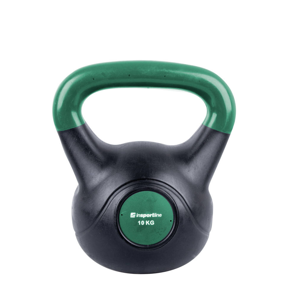 Kettlebell InSPORTline Vin-Bell 18 Kg - Forme Cloche, Poignée Triangulaire, Revêtement Vinyle, Patins Caoutchouc